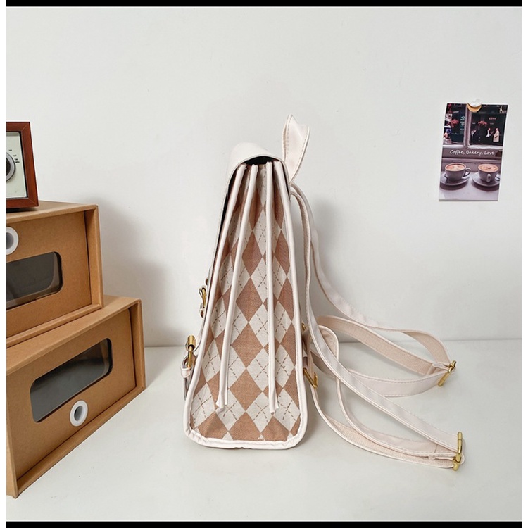Balo nữ dáng vuông hộp kẻ sọc mini thời trang ulzzang hàn quốc