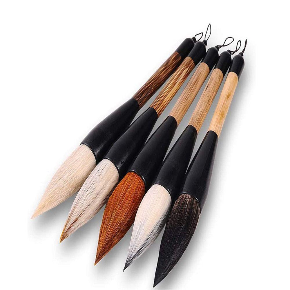 Cọ Viết Thư Pháp Trung Hoa Bằng Lông Dê Tím Với Tay Cầm Bằng Tre Và Lông Dê Cỡ Lớn