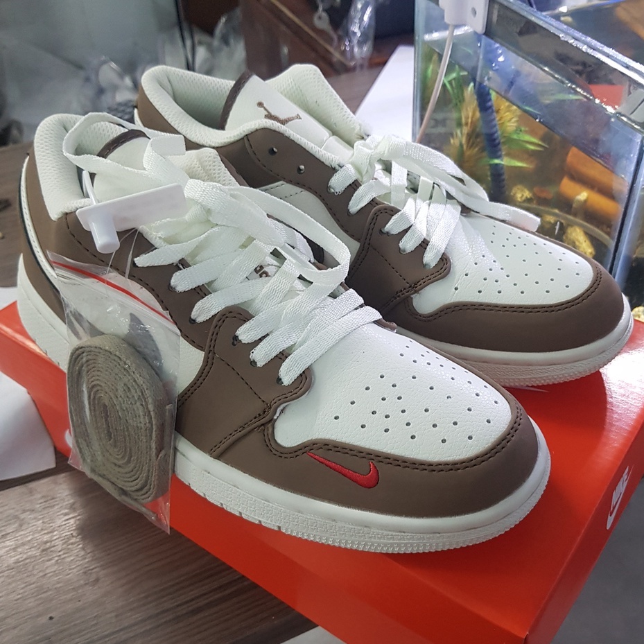 Giầy Thể Thao JorDan Trung R1:1 Nâu Trắng [ Full Box ] Nam, Nữ - Sneaker JD Cao Cấp