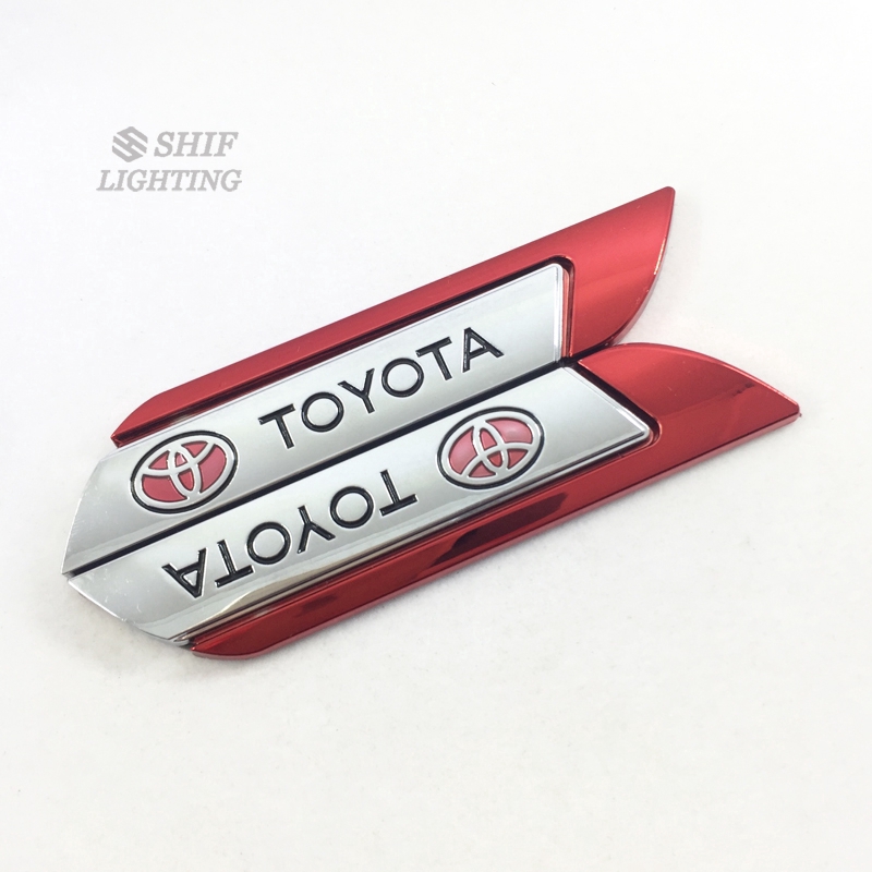 Bộ 2 đề can dán trang trí xe hơi Toyota bằng kim loại