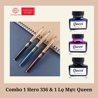 Combo bút máy hero 336 & mực queen -