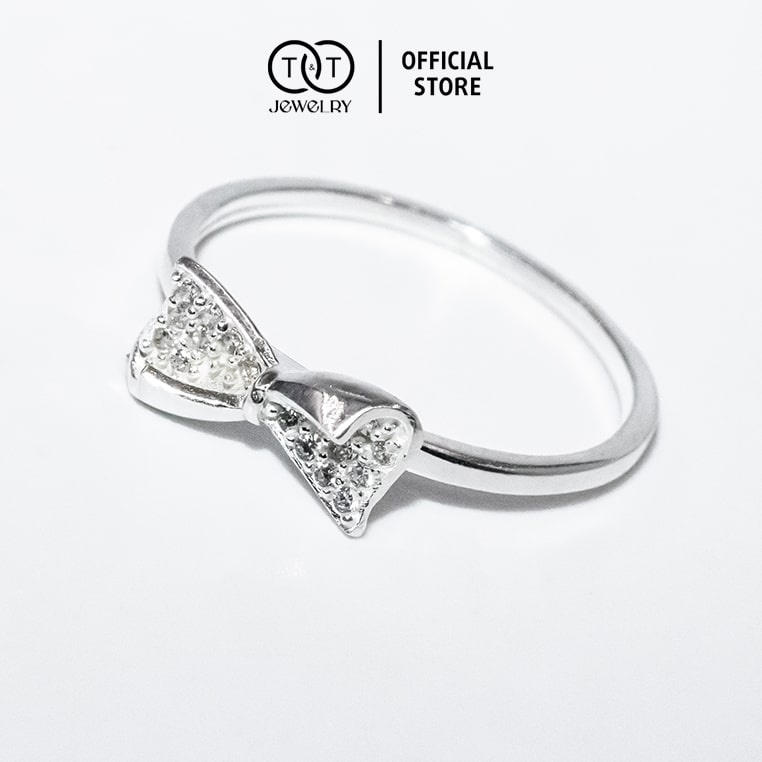 Nhẫn Bạc Nữ s925 Bạc Ý Nơ Sang Trọng - T&amp;T Jewelry cao cấp NN063