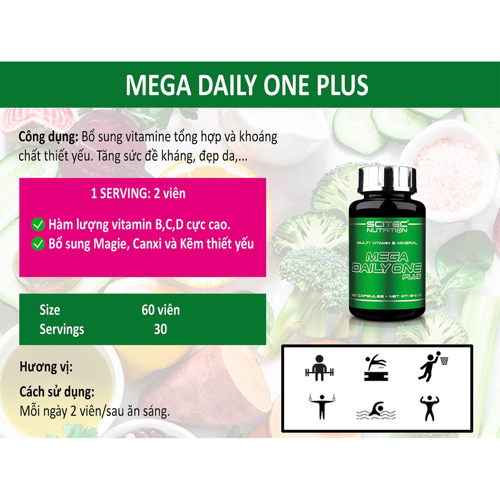 VITAMIN | Vitamin Tổng Hợp | Mega Daily One Plus Scitec  60 viên - Chính Hãng