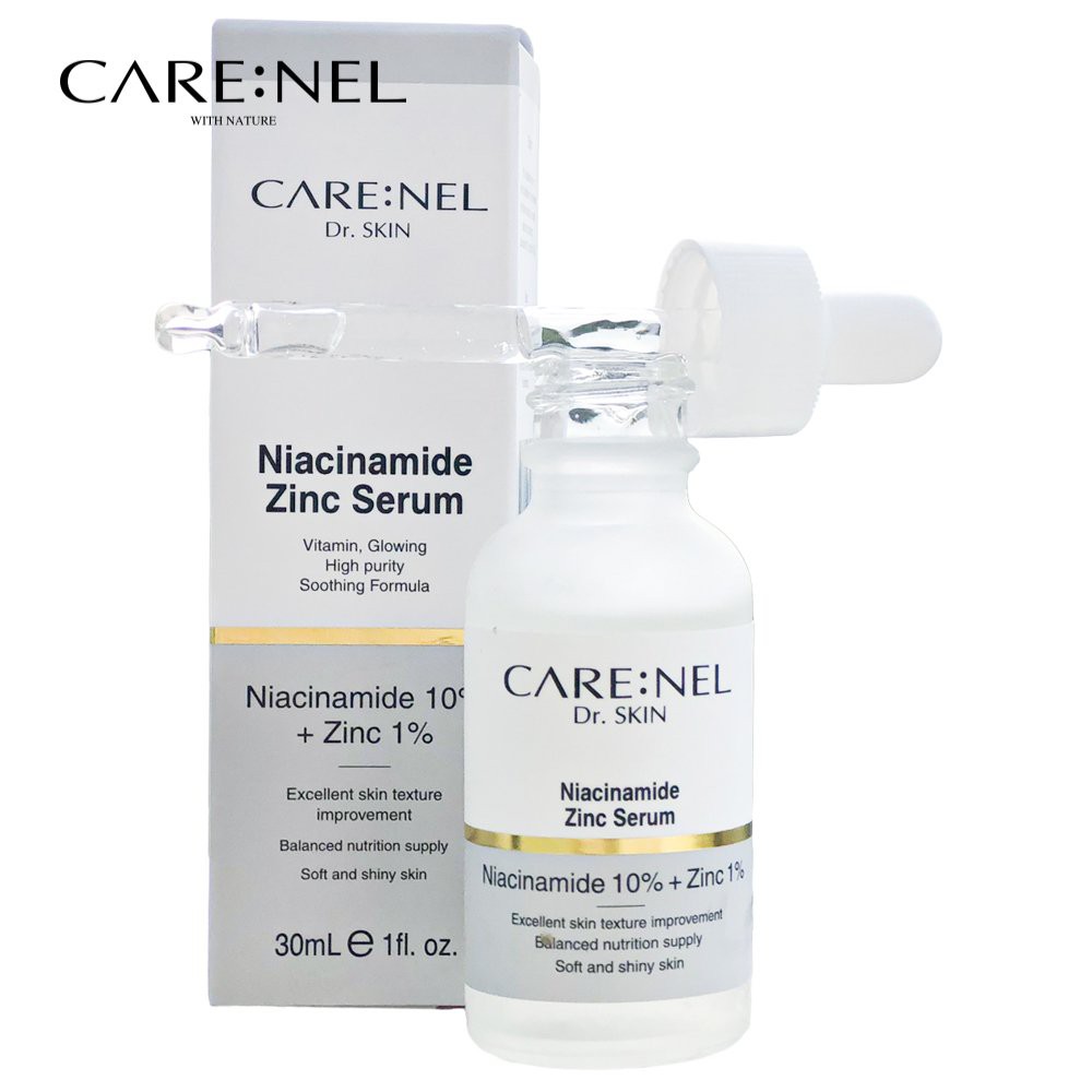 Serum Carenel Niacinamide 10% Zinc 1% cải thiện nám tàn nhang ngừa lão hóa giảm mụn thâm trắng sáng da