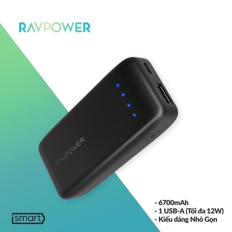 Pin Dự Phòng RavPower RP-PB060 6700mAh 12W iSmart 2.0