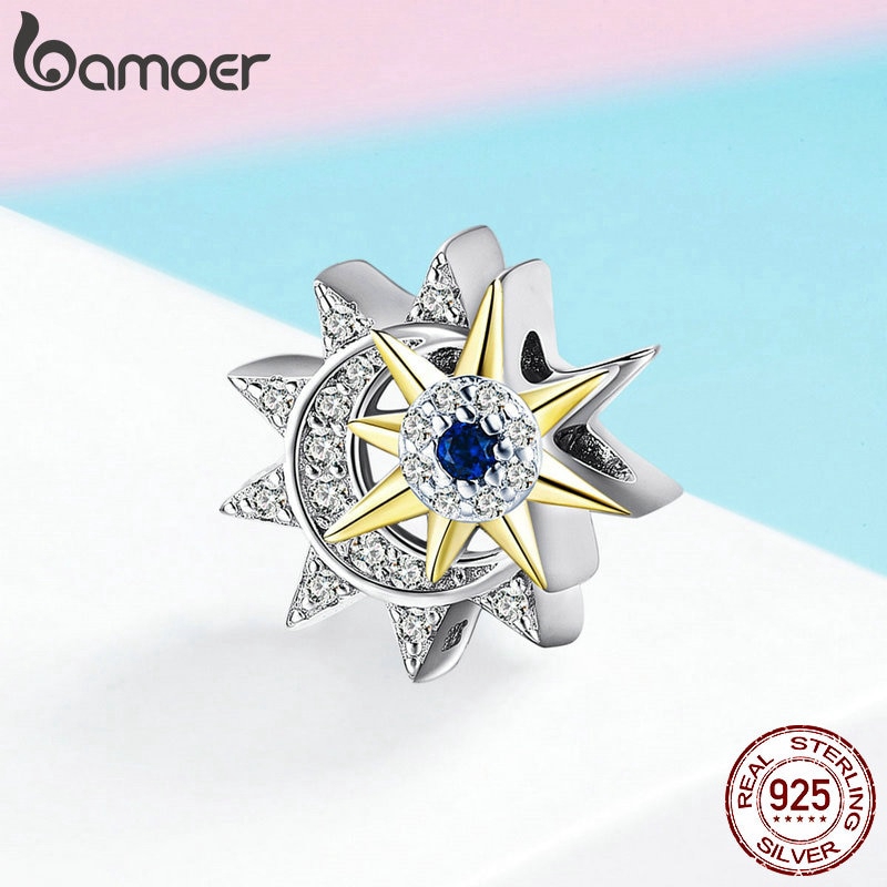 Bamoer Mặt Trăng / Mặt Trời Mạ Bạc 925 Charms