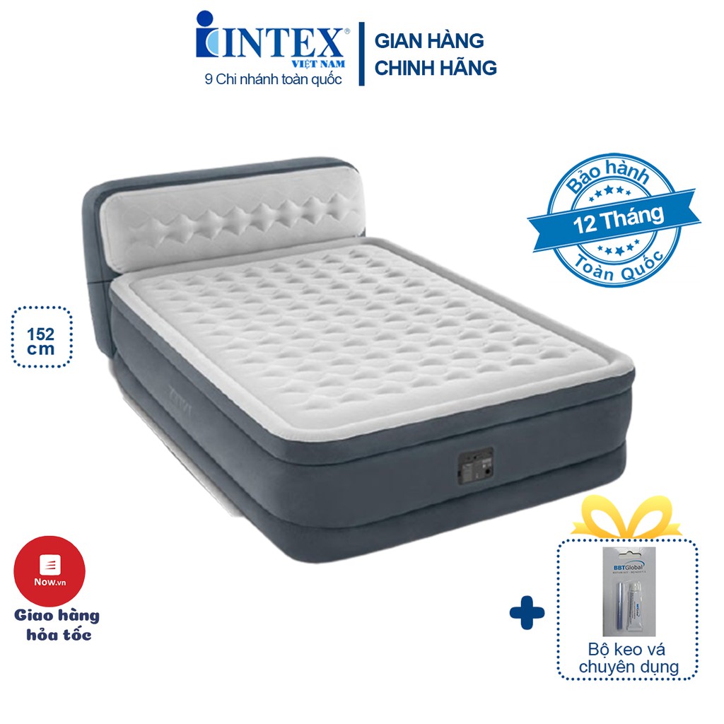  Giường hơi tự phồng công nghệ mới có đầu giường Intex 64448