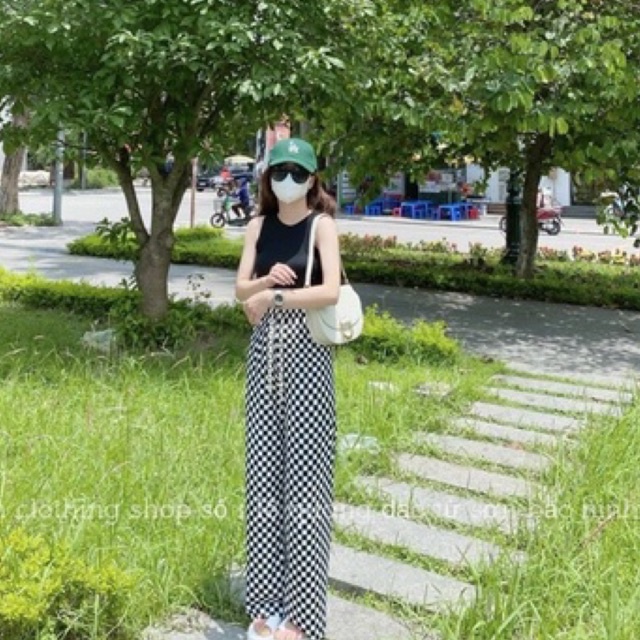 Quần Ống Rộng Caro Nhiều Màu Mềm Mịn, Thoải Mái (Hình Thật) Quần Suông Len Tăm Mềm