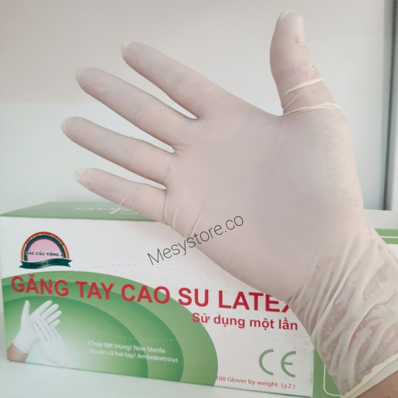 Găng Tay Cao Su Latex Sắc Cầu Vồng Sử Dụng 1 Lần Bao Tay Vệ Sinh