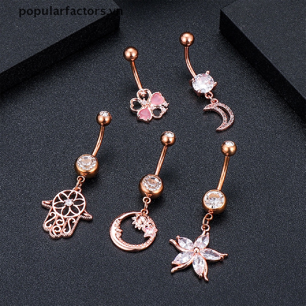 Khuyên rốn đính đá bằng thép không gỉ thời trang