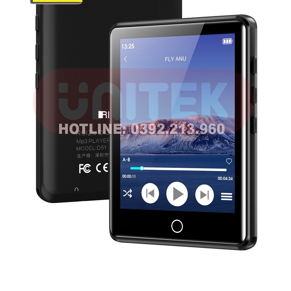 Máy Nghe Nhạc Ruizu M6: MP3 Màn Hình Cảm Ứng 2.8 Inch Bluetooth 5.0, Bộ Nhớ Trong 16GB (Có Loa Ngoài) - Hàng Chính Hãng