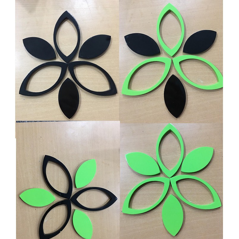 Bộ 6 lá kép trang trí dán tường 3D gỗ