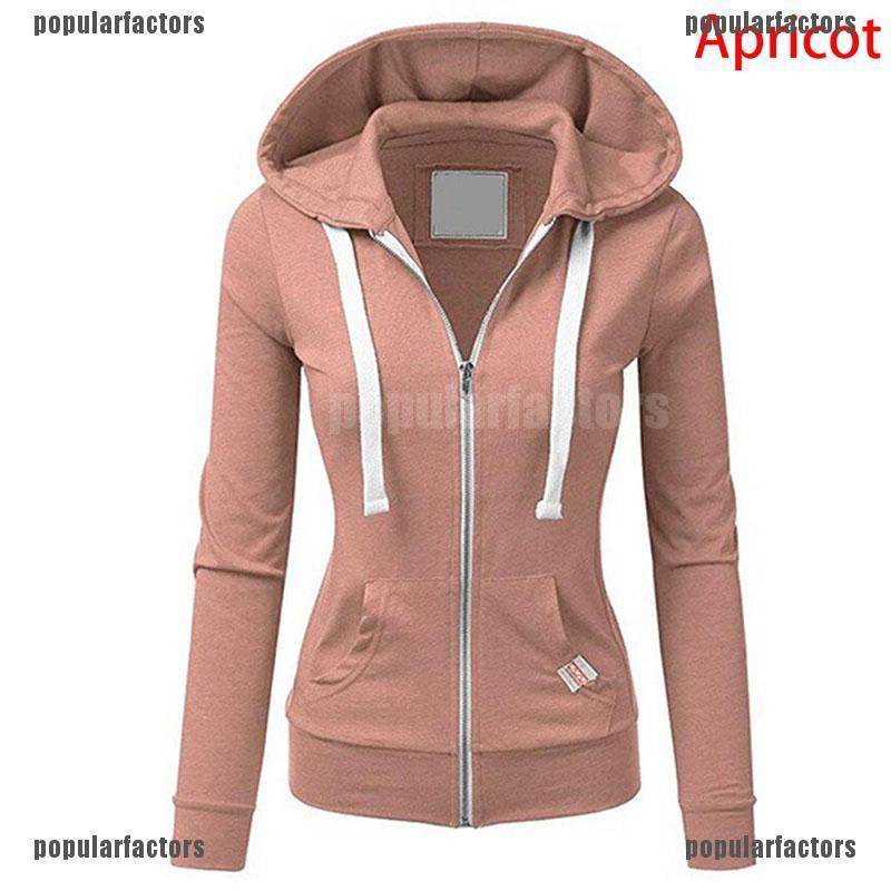 Áo khoác Hoodie khóa kéo màu trơn thời trang cho nữ