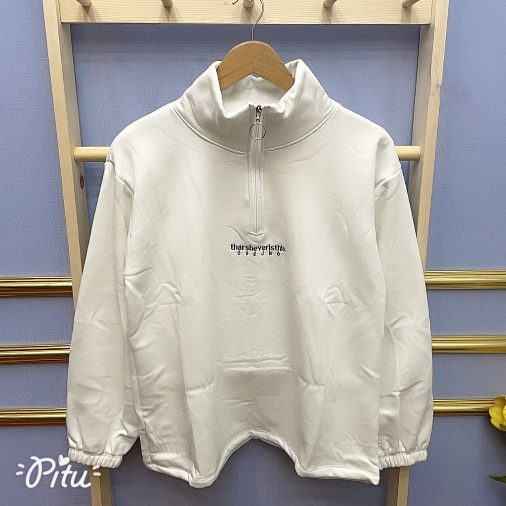 [Có Video Thật + Ảnh Thật] Áo Nỉ Trắng Thêu Chữ Khoá Kéo Tới Ngực Dễ Phối Đồ Mã 593 - Daisy Clothings | BigBuy360 - bigbuy360.vn