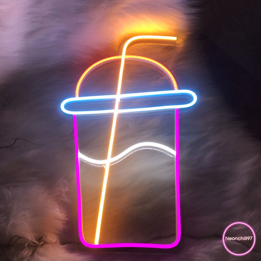 Đèn led neon Ly Trà Sữa Neonchill97, 30 x 15 cm, Decor trang trí quán coffe