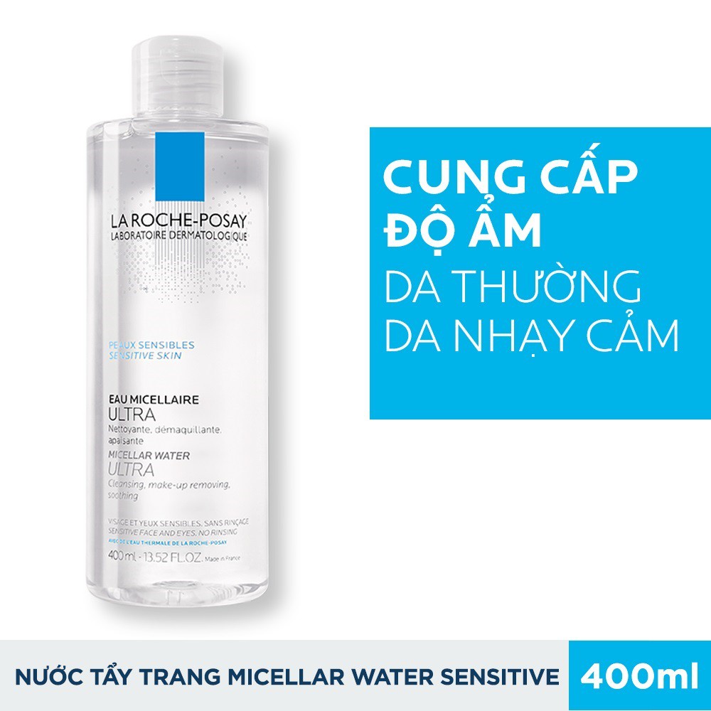 [Trắng 400ml] Nước làm sạch sâu và tẩy trang cho da nhạy cảm Micellar Water Ultra Sensitive Skin La Roche-Posay 400ml