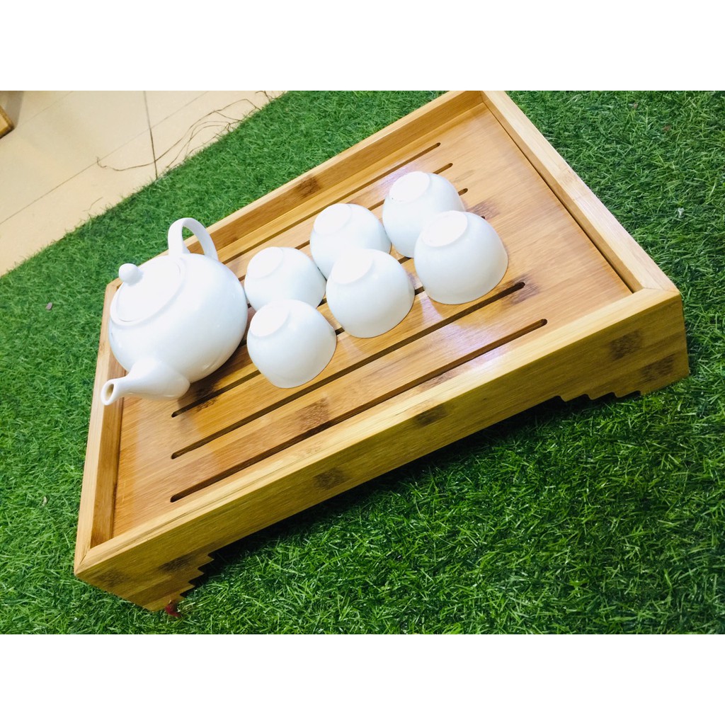 Khay trà bằng gỗ Tre Cao Cấp kiểu Nhật (Hàng VN), DRC:40x30x8cm