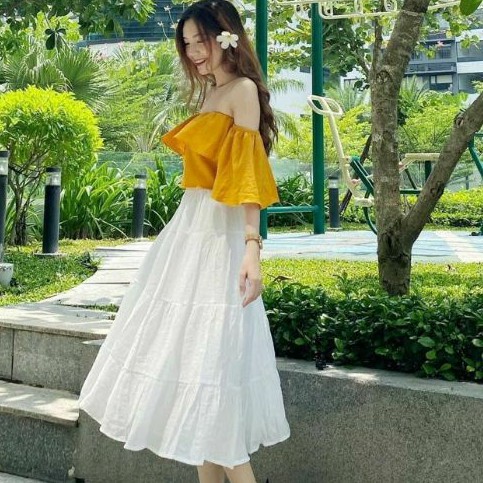 Chân váy vôn chữ A dáng dài qua gối mẫu mới nhất | BigBuy360 - bigbuy360.vn