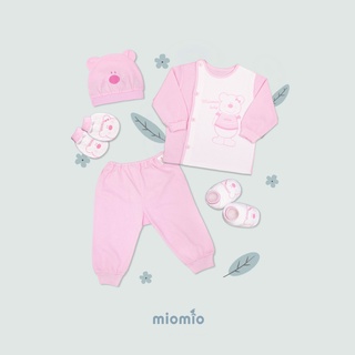 Set đồ sơ sinh - miomio- 5 món -teddy- cho bé gái bé trai từ 0- 3 tháng. 100%cotton