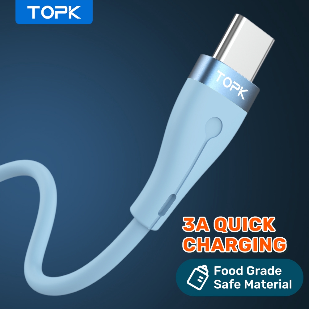 Cáp sạc TOPK AN46 bằng TPE Silicone dẻo đầu Micro USB Type C Lightning | WebRaoVat - webraovat.net.vn