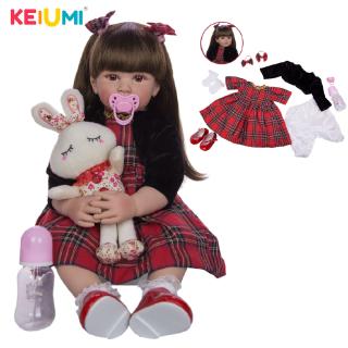 KEIUMI 24 Inch Rebirth Doll 60cm Soft Silicone Baby Girl Ethnic Child Birthday Christmas Gift Kid Companion Toy