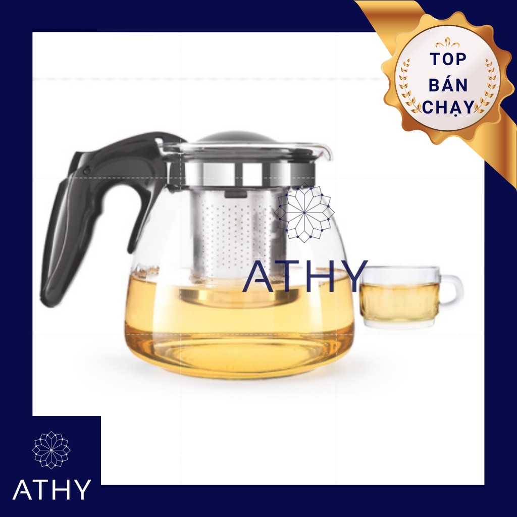 BÌNH LỌC TRÀ THỦY TINH LILAC 900ML, ấm pha trà tea maker, đồ đựng nước trà lọc bã trà, dụng cụ chứa trà, tiếp khách