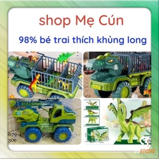 Đồ chơi Xe tải chở khủng long, xe cẩu khủng long, xe móc khủng long,khủng long đẻ trứng siêu bền đẹp an toàn cho bé yêu