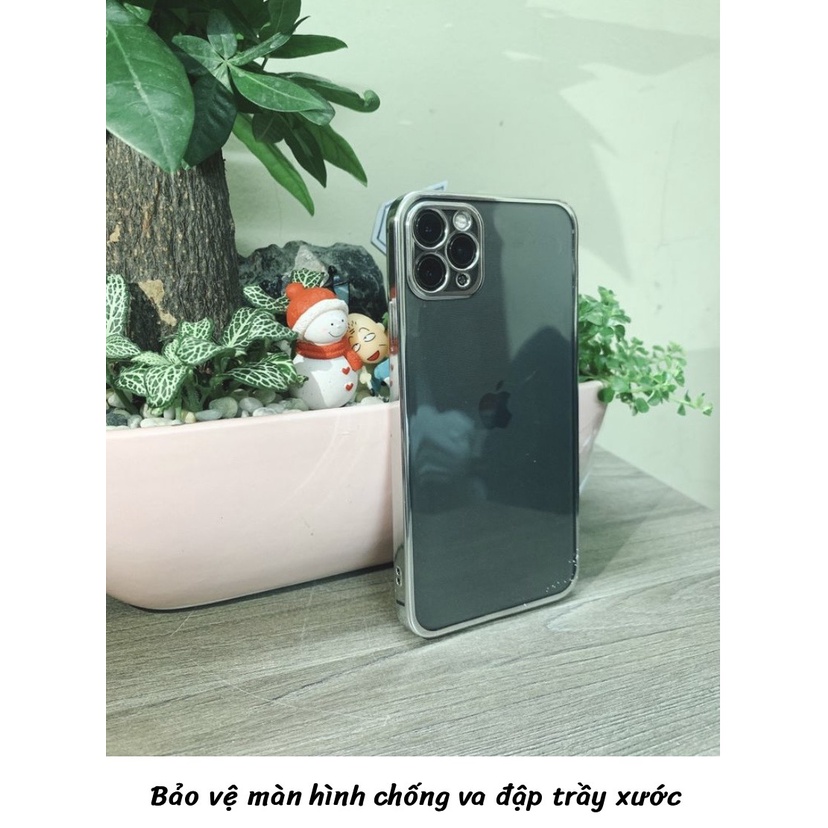 Ốp iphone - ôp Lưng Trong Dẻo không Ố vàng Viền Vuông Mạ Màu dành cho Ip