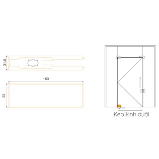 cửa kính cường lực kẹp kính dưới 11071 inox 304 chính hãng việt tiệp