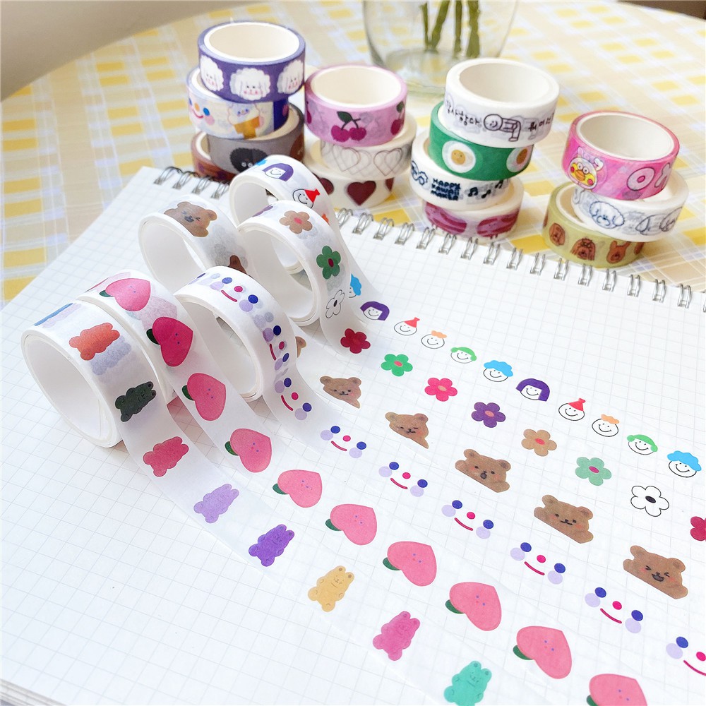 Washi tape cute dạng họa tiết dài 3m trang trí sổ tay, Bullet Journals dễ thương nhiều phân loại BMBooks