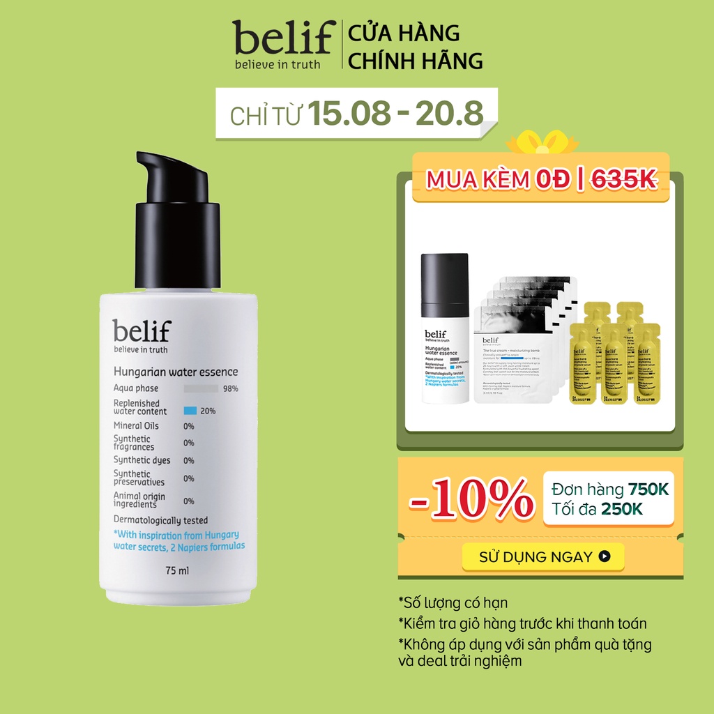 [Mã COSDEP18 giảm 10% đơn 600K] Tinh dầu cấp nước Belif Hungarian Water Essence 75ml