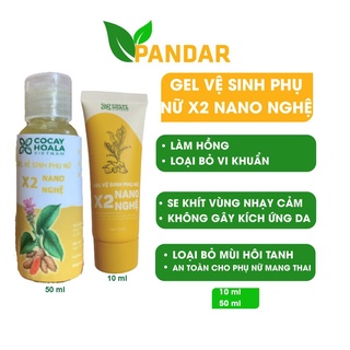 Dung dịch vệ sinh phụ nữ x2 nano nghệ mẫu du lịch và dùng thử10ml và 50 ml Cỏ cây hoa lá PANDAR