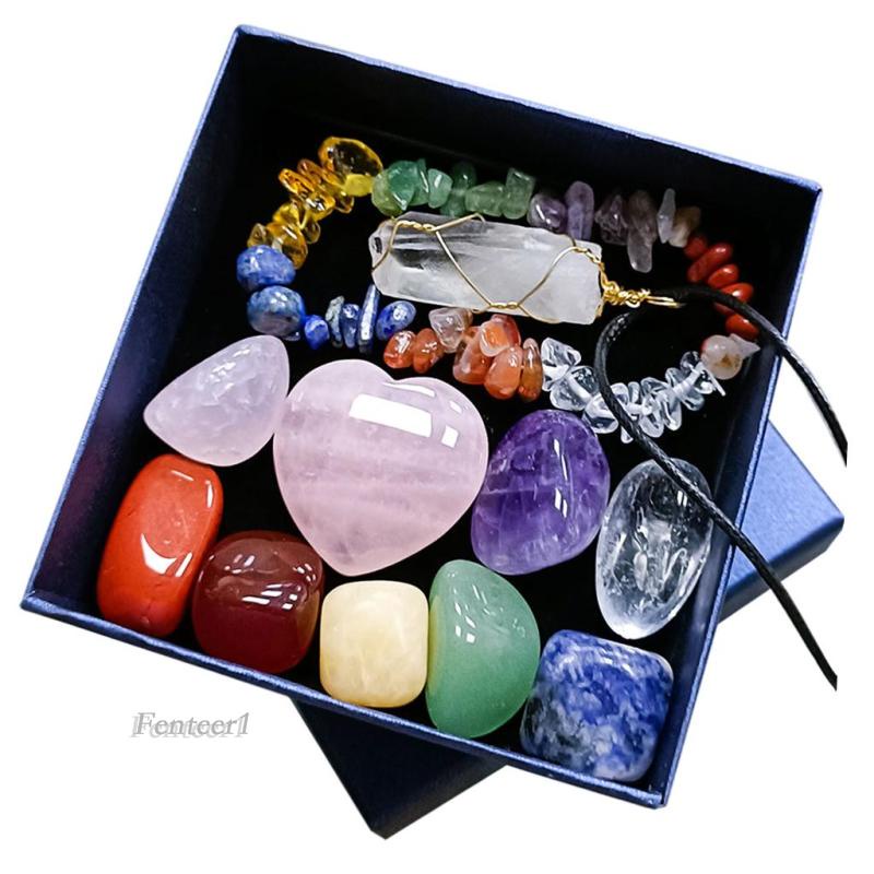 Bộ 11 viên đá năng lượng nhiều màu sắc dùng làm quà tặng