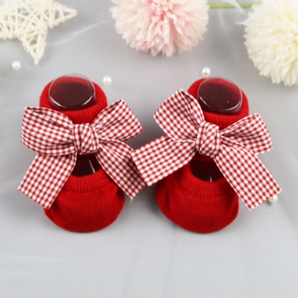 Vớ cotton mềm chống trượt đính nơ xinh xắn cho bé gái MIHAN1