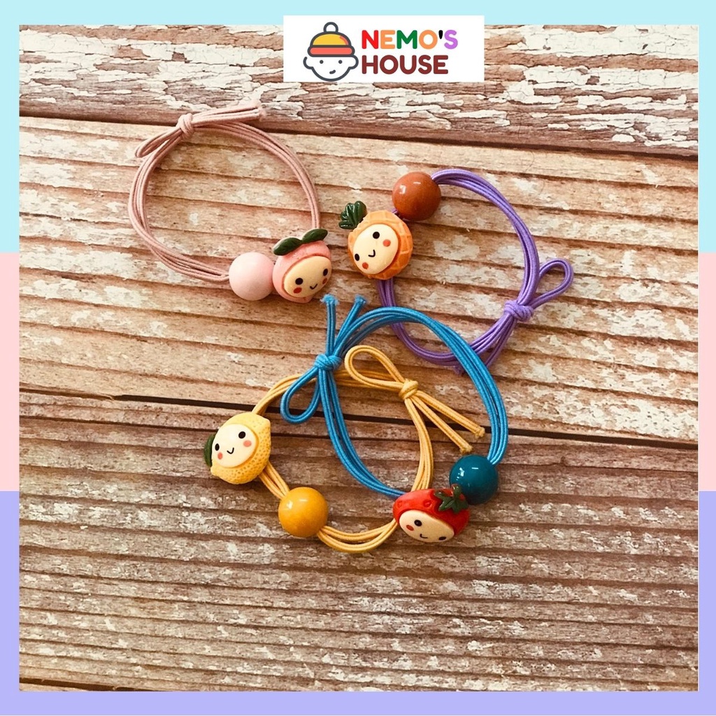 Cột tóc dây chun, dây cột tóc họa tiết  hình trái cây nhiều màu sắc đáng yêu