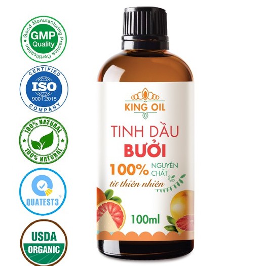 Tinh dầu Bưởi KingOil nguyên chất từ vỏ bưởi hữu cơ, xông thơm phòng, thư giản, kích thích mọc tóc, dưỡng tóc ống mượt