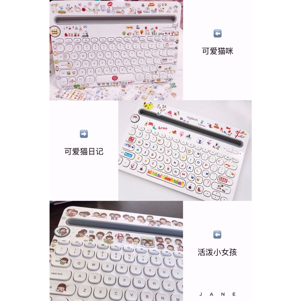 Miếng Dán Bàn Phím Bluetooth Không Dây Logitech K480 / K380 Họa Tiết Hoạt Hình Chống Thấm Nước
