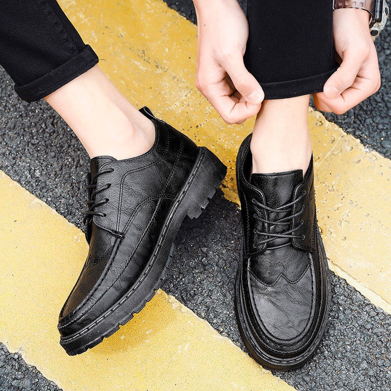 Giày da màu đen không thấm nước chống trượt và chống mùi phong cách công sở kiểu Hàn Quốc thường ngày cho nam đầu bếp