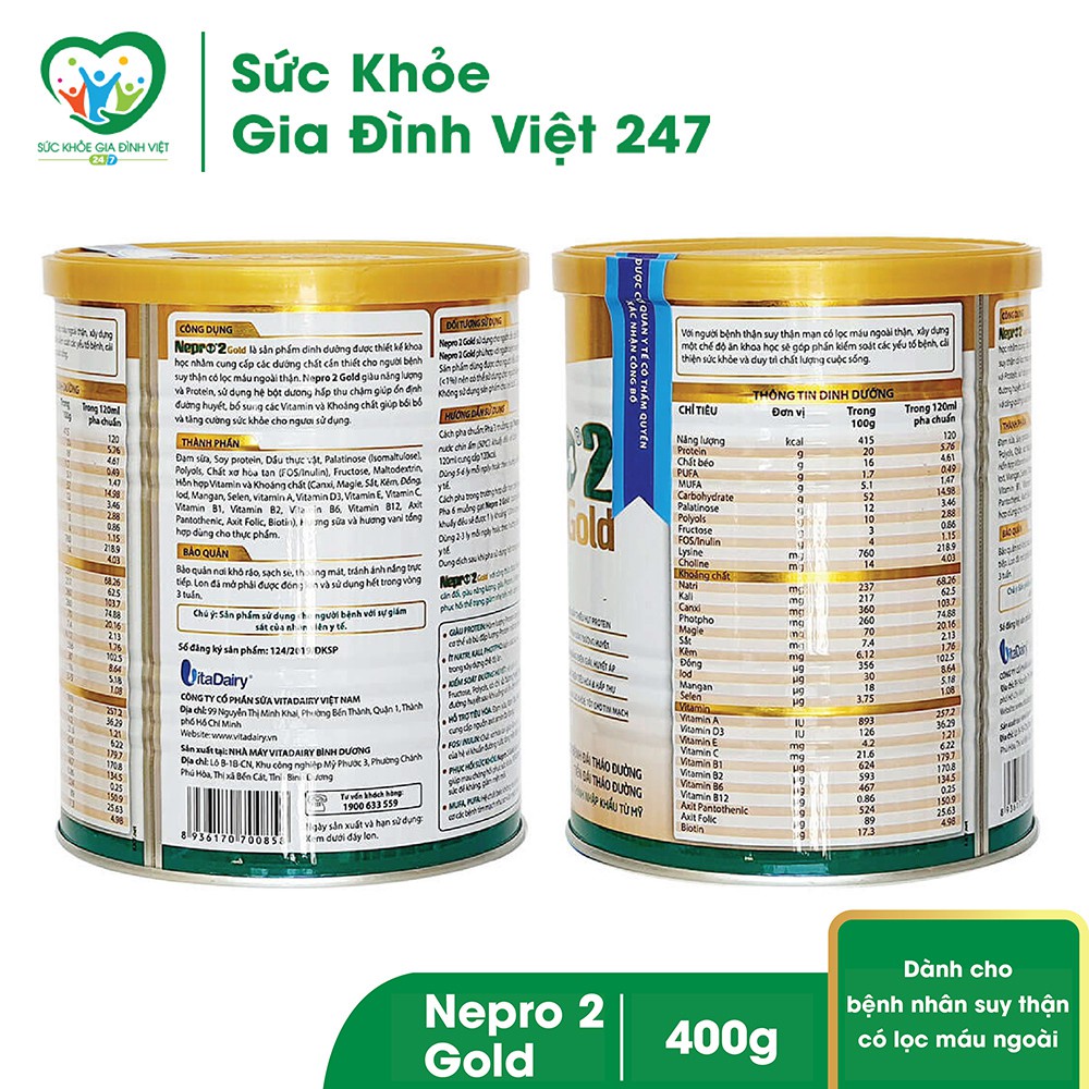 Combo 6 Lon Sữa Nepro 2 Gold 400G - Sữa Dinh Dưỡng Dành Cho Người Bị Thận Bị Tiểu Đường suckhoegiadinhviet247