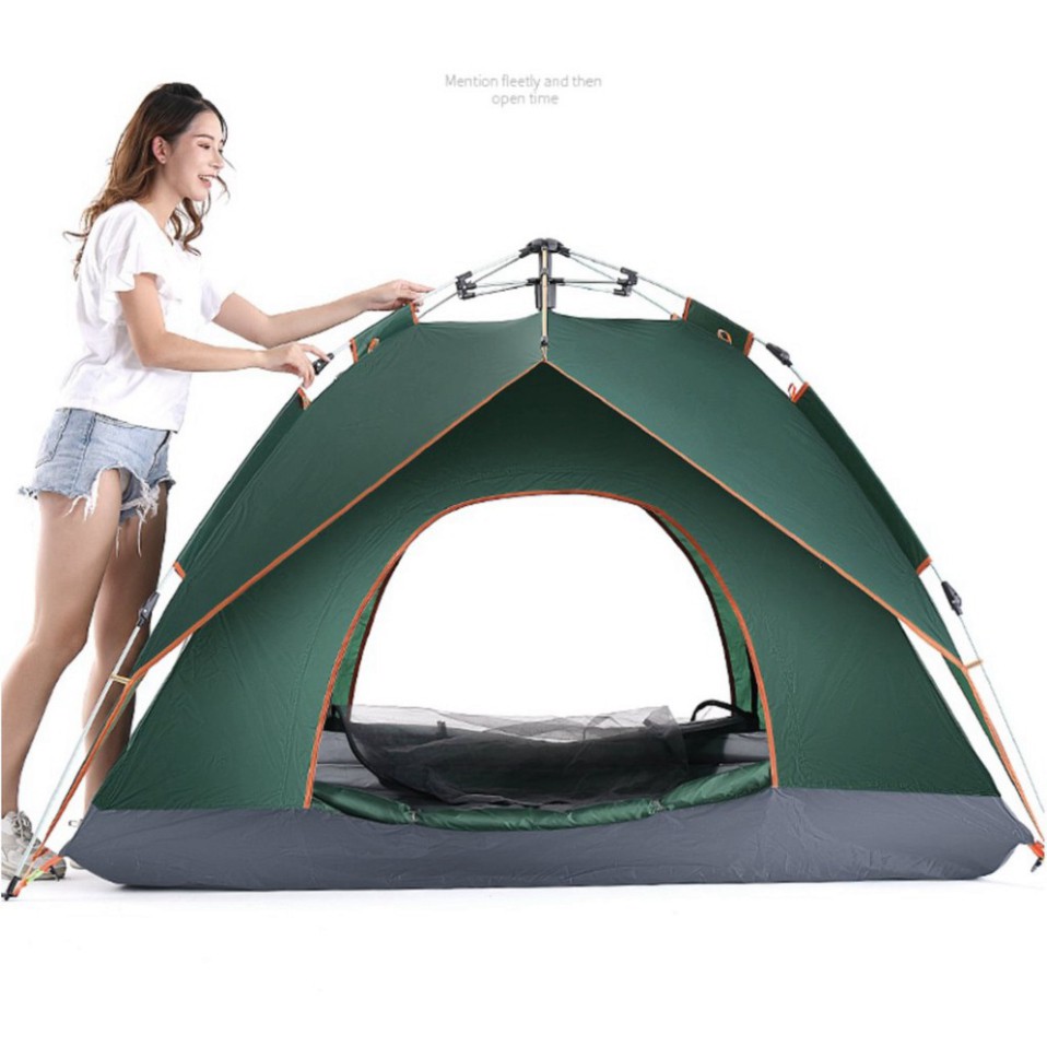 Lều cắm trại tự động liều cắm trại phượt du lịch tự bung gấp gọn dành cho 3-4 người, chống nước, tia bức xạ, thông gió