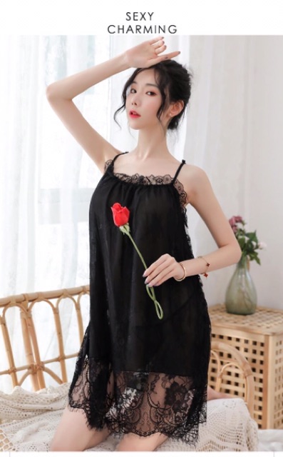 [TẶNG QUẦN CHIP] Đầm Ngủ, Váy Ngủ Ren Hai Dây Sexy | BigBuy360 - bigbuy360.vn