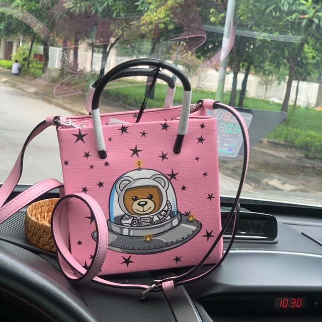 Túi gấu Moschino Teddy Bear hồng siêu đẹp - hàng chính hãng Made in Italy