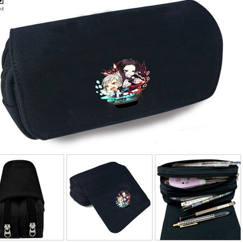Hộp bút vải canvas in hình BUNGOU STRAY DOGS VĂN HÀO LƯU LẠC anime chibi đi học đựng đồ dùng học tập