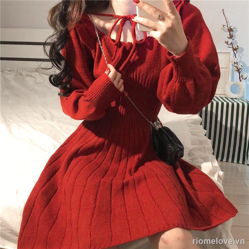 【Nước hoa miễn phí】Đầm dệt kim tay dài ôm eo thời trang thu đông giáng sinh dành cho phái đẹp | BigBuy360 - bigbuy360.vn