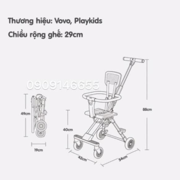 Xe đẩy đảo chiều gấp gọn vovo/playkids Kinlee