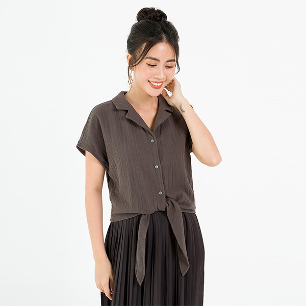 Áo sơ mi nữ cổ sam buộc vạt LAMER L61H20H039