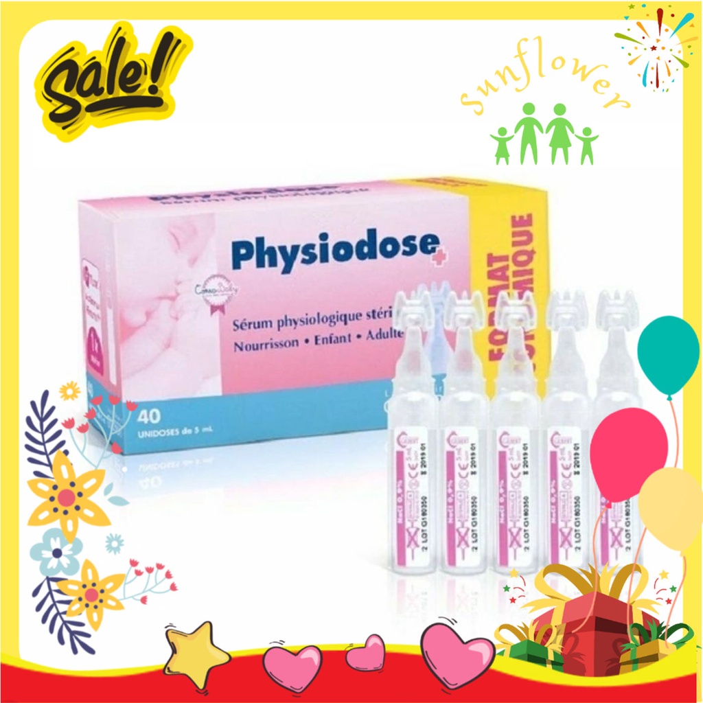 Nước muối hồng sinh lý hộp 40 ống x 5ml Gifrer Physiodose của Pháp