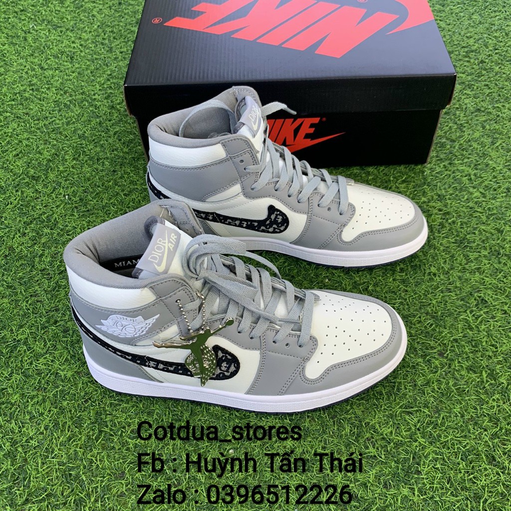 Giầy n,ike jordan cổ cao xám x d.ior chuẩn 1:1 chất lượng (full phụ kiện + free ship) | BigBuy360 - bigbuy360.vn