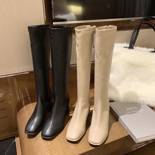 Bốt đùi da 7cm, bốt cao cổ lót lông, boot da cao gót
