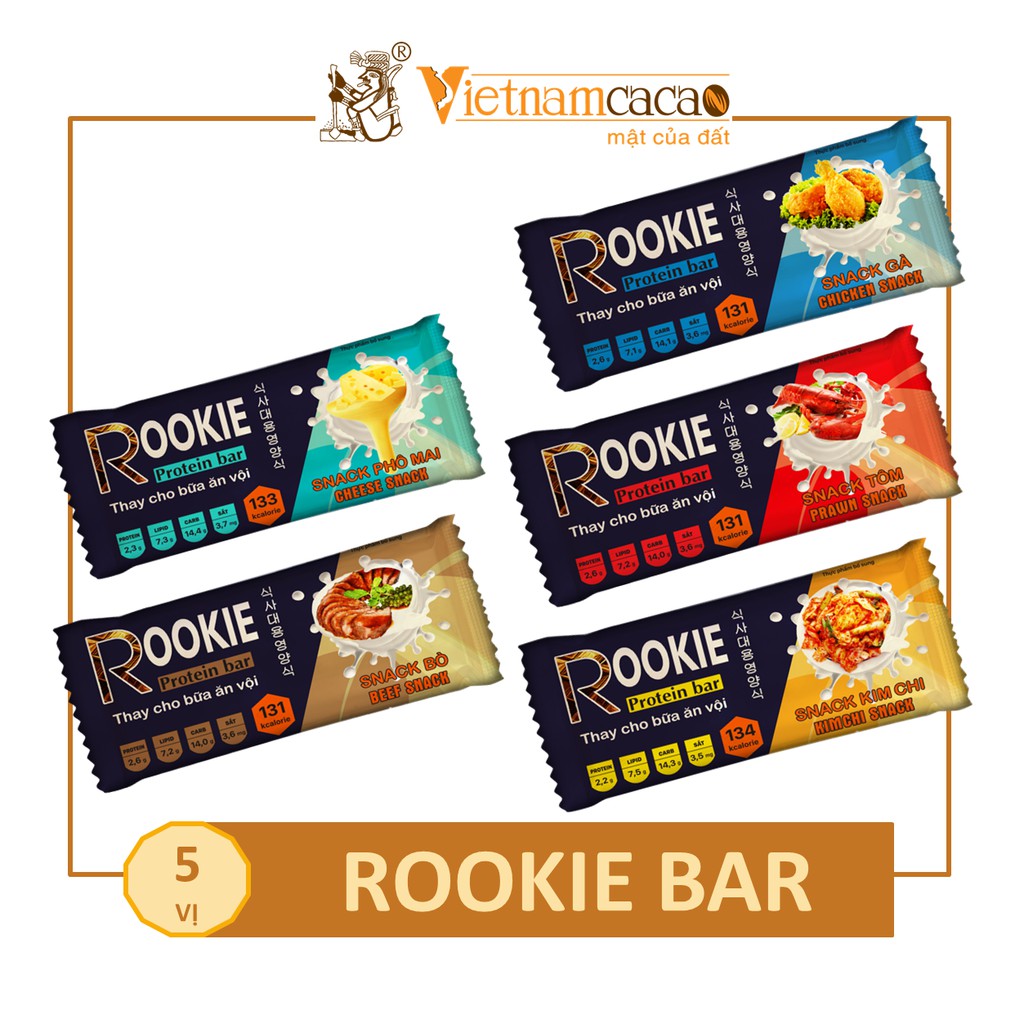 Đồ ăn vặt Thanh năng lượng Rookie Bar – Set 5 thanh – Vinacacao
